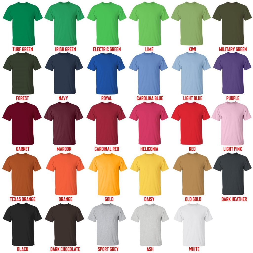 t shirt color chart - Red Hot Chili Peppers Shop