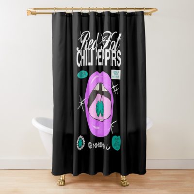 Rhcp-Vintage Red Black Hot Shower Curtain Official Red Hot Chili Peppers Merch